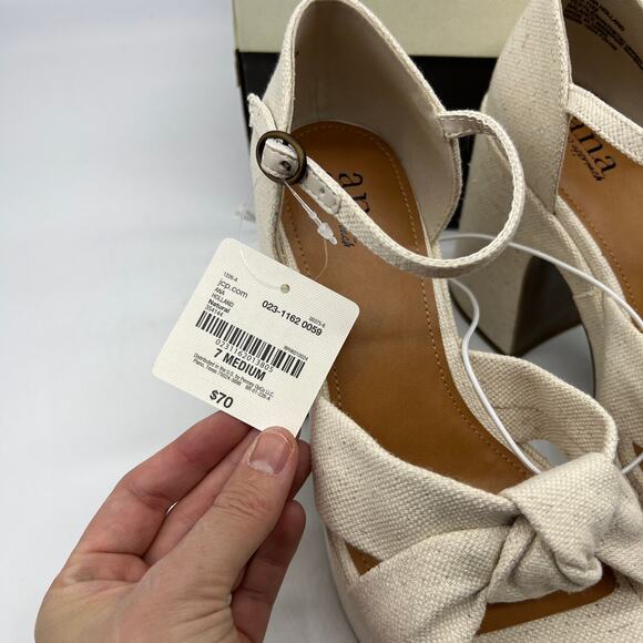a.n.a Womens Holland Heeled Sandals Cream Natural Platform Size 7M - Picture 3 of 10